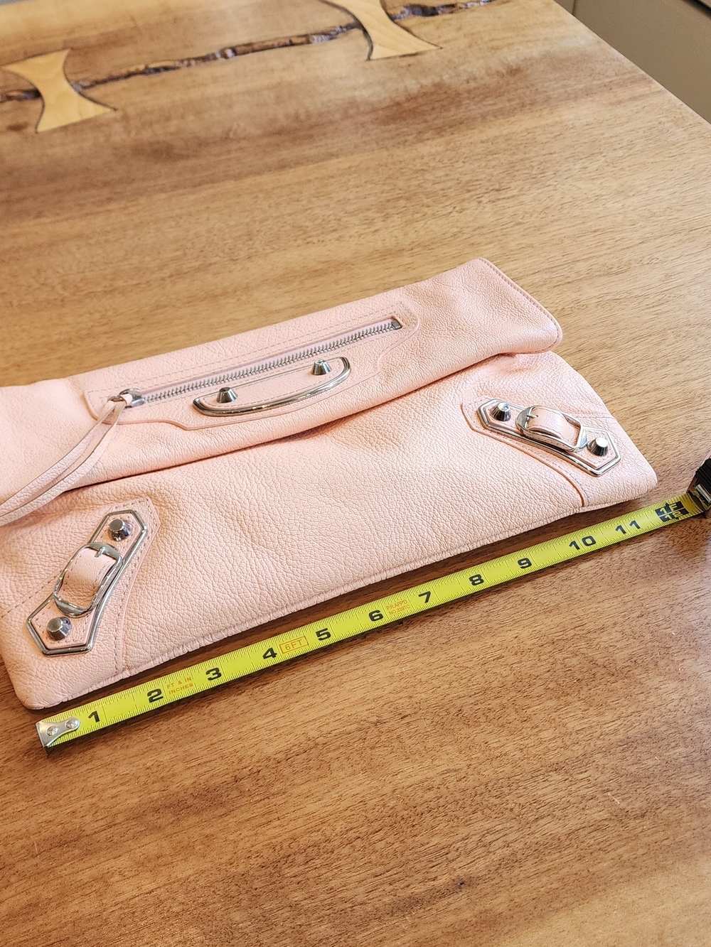 Balenciaga Metallic Edge Classic Envelope Bag Clutch - Pale Pink/Peach - Picture 15 of 16